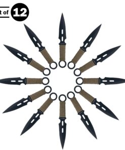 Whetstone Cutlery S-Force Kunai Knives - 12-Pack Black and Green Stainless-Steel Ninja Throwing Knife Set with Cord-Wrapped Handles and Carry Case 32 71lcLOTprTL