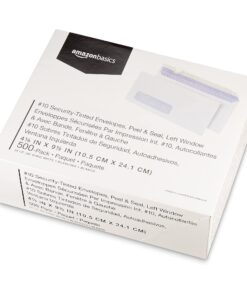 Amazon Basics #10 Security-Tinted Self-Seal Business Envelopes with Left Window, Peel & Seal Closure - 500-Pack, White Tint Single Left Window 16 71lcwhfPnaS