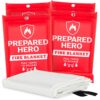 Prepared Hero Emergency Fire Blanket - 4 Pack - Fire Suppression Blanket for Kitchen, 40” x 40” Fire Blanket for Home, Fiberglass Fire Blanket 4-pack