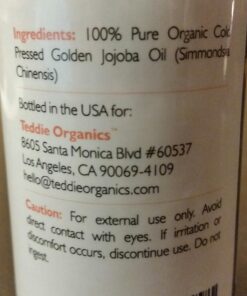 Teddie Organics Golden Jojoba Oil 100% Pure Organic Cold Pressed and Unrefined 4oz - Natural Moisturizer for Face Hair and Sensitive Skin, Carrier Oil for Essential Oils 4 Fl Oz (Pack of 1) 63 71le2S3m66L