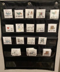 Small Classroom Pocket Chart – by Essex Wares – for Teacher Lessons in a Classroom or for Use at Home – Fits Standard 3” Sentence Strips and Cards (Black) 17Wx22L 11 71leMGojIML