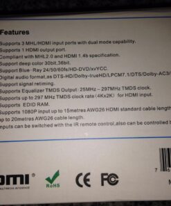 J-Tech Digital 4K@30HZ 4-Port HDMI Switch with PIP, IR, HDCP1.4 Wireless Remote Control, and Auto Switch ON/OFF Functions with Control4 Driver Available 27 71lepLY2DEL