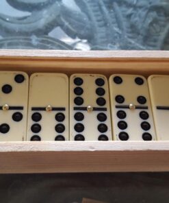 Premium Set of 28 Double Six Dominoes with Wood Case, Brown, 28 Piece (12-2408) 9 71lfbK kHBL