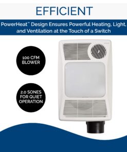 Broan 100HL Bathroom Fan, 100 CFM for 4" Ducts w/100W Max Incandescent Light (Not Included) & Heater - White 14 71lg6wO2j7L 2