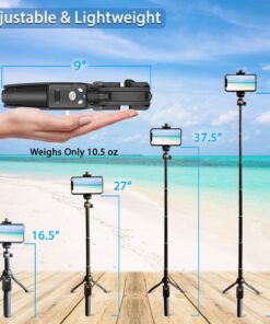 Fugetek 48" Compact Selfie Stick & Tripod, Extendable, Wireless Bluetooth Remote, Lightweight Aluminum, Travel Ready, Compatible with iPhone 14 13 12 Pro Xs Max Xr X 8Plus 7 & Android Black 22 71lgYATXhBL
