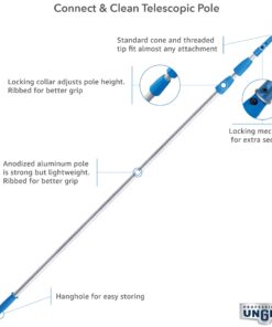 Unger Professional Connect & Clean 4 - 8 Foot Telescoping Extension Multi-Purpose Pole, Window Cleaning, Dusting 8 71lhhntW1nL