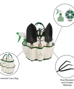 8-Piece Garden Hand Tool Set - Canvas Tote Gardening Tool Kit with Snip, Pruner, Rake, Trowel, Shovel, Spray Bottle, and Soft Wire Tie by Pure Garden 7 Piece 15 71liXqFv1dL