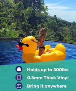 Game 5000-BB Giant Derby Float, Fun Rubber Duck, Quick-Fill Valves Pool Rafts & Inflatable Ride-ons, 300 lb Capacity, Built-In Cup Holders, 81” L x 76” W x 44” T Without Pump 22 71lk4K8pf0L