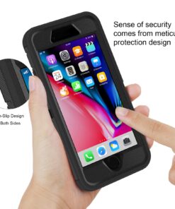 iPhone SE 2020/2022 3-in-1 Full Body Protector Case, Shockproof TPU & Hard PC Bumper, Drop-Proof Shell for 4.7" - Black 12 71llJBwBBmL 1