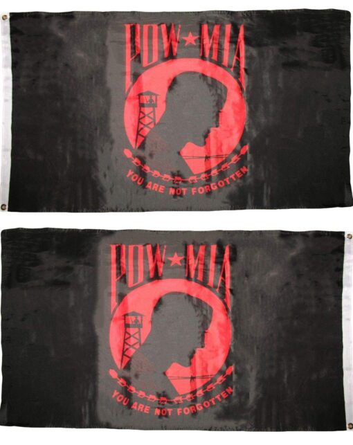 Double Sided Black and Red Pow Mia POWMIA 3x5 2ply Flag Banner