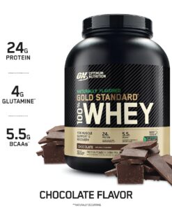 Alternative view of Optimum Nutrition Gold Standard 100 Whey Protein Powder Packaging May Vary, Naturally Flavored Chocolate, Chocolate, 76.8 Ounce 4.8 Pound (Pack of 1)