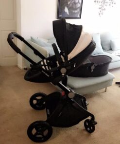 Hot Mom Baby Stroller: Baby Carriage with Adjustable Seat Height Angle and Four-Wheel Shock Absorption,Reversible,High Landscape and Fashional Pram (Black) Black 72 71loNG20h L