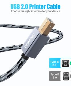 SNANSHI Printer Cable 25 ft USB Printer Cable USB A to USB B Cable Printer USB Cable Compatible with HP, Canon, Dell, Epson, Lexmark, Xerox Printer and More 25ft Grey 10 71lpN0bJ41L