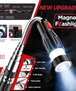 Gifts for Men, Stocking Stuffers for Men, Telescoping Magnetic Flashlight Pickup Tool, Christmas Gifts for Men, Dad, Him, Husband, Cool Gadgets for Men, Unique Gifts for Men Who Have Everything Red 9 71lphphOGL