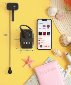 NTONPOWER Travel Power Strip with USB Ports, Portable Small Power Strip with 3FT Wrapped Flat Plug Extension Cord, 2 Outlets 3 USB Ports, Non Surge Protector for Cruise Ship Hotel Black 2 Outlets 3 USB-A 1 Pack 46 71lpwpQzQbL