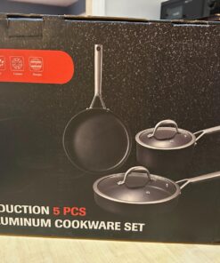 Wodillo Pots and Pans set, Nonstick Kitchen Cookware Sets, 5 PCS Induction Cookware Set, Non Stick Cooking Set w/Frying Pans & Saucepans,Dishwasher Safe, Oven Safe to 420°F 5PCS/Black 49 71lq8k93JUL