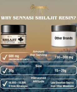 Shilajit Pure Himalayan Organic Shilajit Resin - 600mg Maximum Potency Natural Organic Shilajit Resin with 85+ Trace Minerals & Fulvic Acid for Energy, Immune Support, 30 Grams (1 Pack) 50.0 Servings (Pack of 1) 23 71lq9ymmIIL