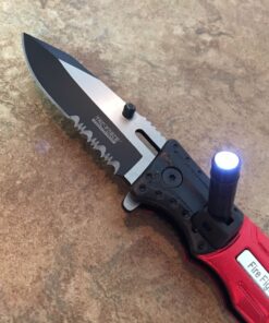 TAC Force Red FIRE Fighter Spring Assisted Open LED Tactical Rescue Pocket Knife 10 71lqInxBCIL