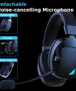 Acinaci Wireless Gaming Headset with Detachable Noise Cancelling Microphone, 2.4G Bluetooth - USB - 3.5mm Wired Jack 3 Modes Wireless Gaming Headphones for PC, PS4, PS5, Mac, Switch, Phone, Tablet Black 32 71lqJxVApcL