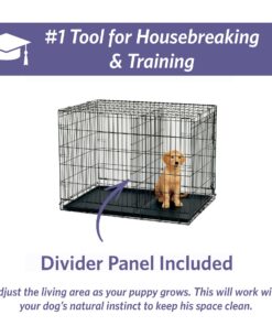 MidWest Homes for Pets Newly Enhanced Single Door iCrate Dog Crate, Includes Leak-Proof Pan, Floor Protecting Feet, Divider Panel & New Patented Features iCrate; Single Door 48.0"L x 30.0"W x 33.0"H 27 71lrNMqBU5L