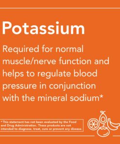 NOW Supplements, Potassium Citrate 99 mg, Supports Electrolyte Balance and Normal pH*, Essential Mineral, 180 Veg Capsules 180 Count (Pack of 1) Standard Packaging 27 71lrOYDcrNL
