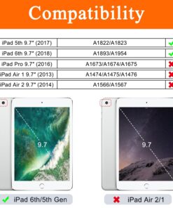 Alternative view of Soke iPad 6th/5th Generation Case with Pencil Holder, Smart iPad 9.7 inch Cases Trifold Stand with Shockproof Soft TPU Back Cover and Auto Sleep/Wake Function for Apple iPad 2018/2017, Violet