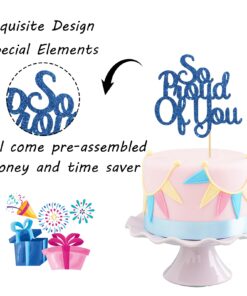 So Proud of You Cake Topper - Senior Graduation Party Decorations - High School College Graduation Cake Topper - Congrats Grad Party Decorations Supplies (Blue) 11 71lrprdJGML