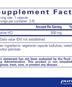 Pure Encapsulations L-Lysine - Essential Amino Acid Supplement for Immune Support & Gum, Lip Health* - with L-Lysine HCl - 270 Capsules 270 Count (Pack of 1) Standard Packaging 9 71lsCRoHpkL
