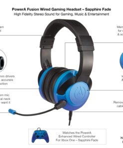 PowerA Fusion Wired Stereo Gaming Headset with Mic for PlayStation 4, Xbox One, X, Xbox One S, Xbox 360, Nintendo Switch, PC, Mac, VR, Android, and iOS - Sapphire Fade - Xbox 360; Xbox 10 71lszV3lgL