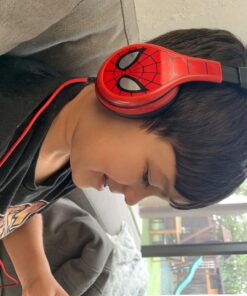 eKids Spiderman Kids Headphones, Adjustable Headband, Stereo Sound, 3.5Mm Jack, Wired, Tangle-Free, Volume Control, Childrens Headphones Over Ear for School Home, Travel 23 71ltfNIIlL