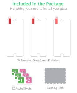 TalkWorks iPhone 8 Plus Screen Protector (Also Fits iPhone 7 Plus, 6S+, 6+) 3 Pack Tempered Glass Film Durable 0.33mm 9H Hardness, Case Compatible, Smudge, Scratch, Crack, Shatter Proof, HD Touch 14 71ltrOZou1L