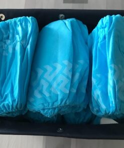 Foldable Shoe Cover Holder (Blue) with Bonus: Please Use Shoe Covers, Double Sided, Door Hanger Blue 33 71lttdFfvPL