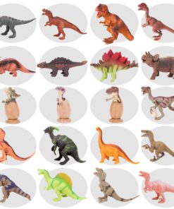 Dinosaur Toys - 20 Packs Dinosaur Figure Play Set with Educational Book, Toy for 3 4 5 6 7 8 Year Old Boys - Plastic Dinosaurs Birthday Gift for Kids 29 71lue PySvL