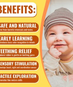 caaocho Pure Natural Rubber Sensory Ball Rainbow 4" - BPA Free Baby Ball Toy, for Sensory Play, Perfect Bouncer, Gentle Squeaking 14 71luxp7Oi3L