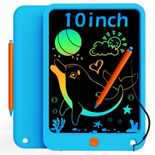 KOKODI LCD Writing Tablet for Kids 10 Inch, Toys for 3 4 5 6 7 8 9 10 Years Old Boys and Girls, Colorful Doodle Board, Gift for Toddler Age 3-12 Years, Memo Board, Drawing Pads with Magnetic Pen Blue