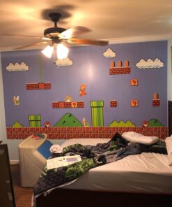 RoomMates JL1331M Super Mario Retro Spray and Stick Removable Wall Mural - 10.5 ft. x 6 ft. 28 71lwE3RCjsL