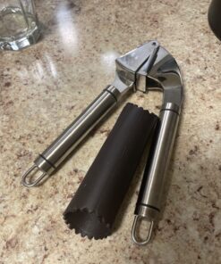 ORBLUE Garlic Press Stainless Steel - Premium Professional Grade Garlic Mincer, Crusher & Peeler Set - Easy Clean, Dishwasher Safe & Rust-proof Ageless Silver 40 71lx3yHIthL