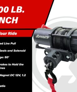 Alternative view of SuperATV Black Ops 3500 LB Winch Kit For UTV/ATV | Waterproof Seals And Solenoid | 12 Volt Winch | 1.2 HP Motor | 166:1 Gear Ratio