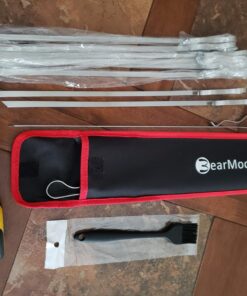 BearMoo Kabob Skewers 17" Stainless Steel BBQ Barbecue Skewers 7/20" Flat Metal Grilling Skewers Set, Reusable BBQ Sticks (Set of 12 +1 X Handy Storage) 12pcs 38 71lyNESw0JL