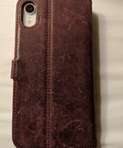Snakehive iPhone XR Vintage Wallet || Genuine Leather Wallet Phone Case || Real Leather with Viewing Stand & 3 Card Holder || Flip Folio Cover with Card Slot (Plum) Plum 25 71lyP2 u7dL