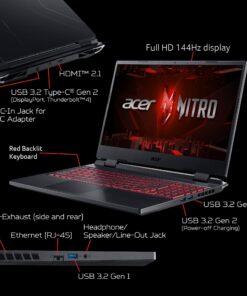 Acer Nitro 5 AN515-58-57Y8 Gaming Laptop | Intel Core i5-12500H | NVIDIA GeForce RTX 3050 Ti Laptop GPU | 15.6" FHD 144Hz IPS Display | 16GB DDR4 | 512GB Gen 4 SSD | Killer Wi-Fi 6 | Backlit Keyboard i5-12500H / RTX3050Ti 48 71lzcLp4F0L 1