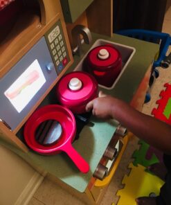 Melissa & Doug Deluxe Wooden Kitchen Accessory Set - Pots & Pans (8 pcs) , Green , H: 12 x W: 12 x D: 5 23 71lzzG1iHL