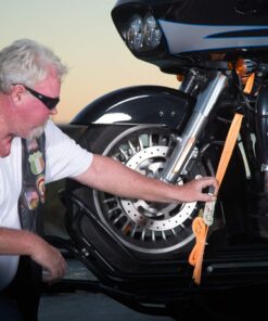 Badass Moto - Soft Loop Motorcycle Tie Down Straps - 11,000 Lbs Break Strength, Heavy Duty Ultra Soft Loops - Scratch Free Trailering - Tow Bikes, Trikes, ATV, UTV - Hi Vis Orange - 4 Tiedowns XL Hi Vis Sturgis Orange 23 71m zjDw rL