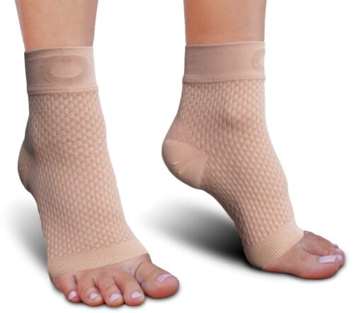 Plantar Fasciitis Socks with Arch Support for Men & Women - Best Ankle Compression Socks for Foot and Heel Pain Relief - Better Than Night Splint Brace, Orthotics, Inserts, Insoles L/XL (6-7.5 Men / 7-8.5 Women) Beige