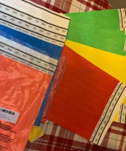 Heavier Tyvek Wristbands 7.5 Mil – Goldistock 500 Count Rainbow Variety Pack – ¾” Arm Bands - 100 Each: Neon Green, Blue, Red, Yellow & Orange Paper-Like Party Armbands - Wrist Bands for Events 18 71m0mzO6egL