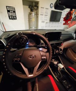 Fouring BL Steering Wheel Knob Spinner - Universal Non-Slip Fit, ABS & Premium High Gloss Chrome Plated Finish Suicide Knob with Metal Ball Bearing & Easy Installation (Black Platinum) Black Platinum 15 71m18ZuTW2L