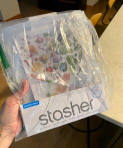 Stasher Reusable Silicone Storage Bag, Food Storage Container, Microwave and Dishwasher Safe, Leak-free, 1/2 Gallon, Clear 56 71m1mLU pgL