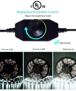 Alternative view of JUNWEN 20FT White LED Strip Lights Dimmable 6000K 360LEDs Mirror Rope Strip Lighting Under Cabinet LED Tape Lights with UL Power Supply for Makeup Kitchen Dining Room Wedding Daylight White