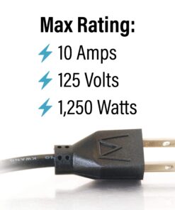 C2G 03137 18 AWG Short Extension Cord, Power Cord, 1 Foot (0.30 Meters), Black 15 71m3Tc26 wL