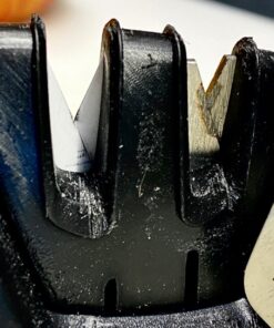 KitchenIQ 50009 Edge Grip 2-Stage Knife Sharpener, Black, Coarse & Fine Sharpeners, Compact for Easy Storage, Stable Non-Slip Base, Soft Grip Rubber Handle, Straight & Serrated Knives 50 71m3ZgZFL